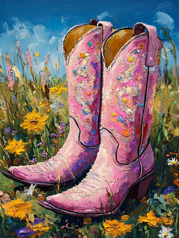 Rosa Glitzer-Cowboystiefel 1