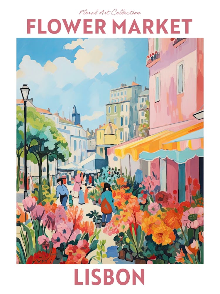 Lisbon Flower Market Floral Travel Print Plant Art Modern Style
