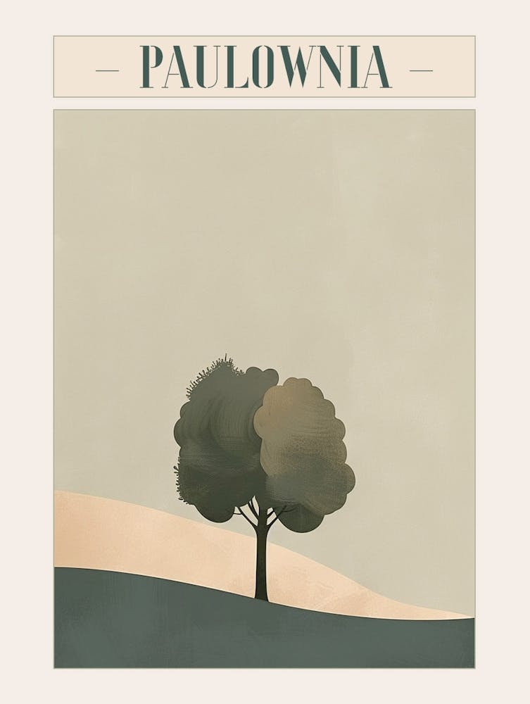 Paulownia Tree Minimal Japandi Illustration 4 Poster