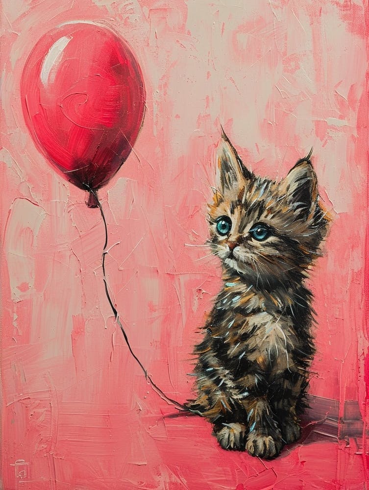 Cute Cat 6 With Balloon