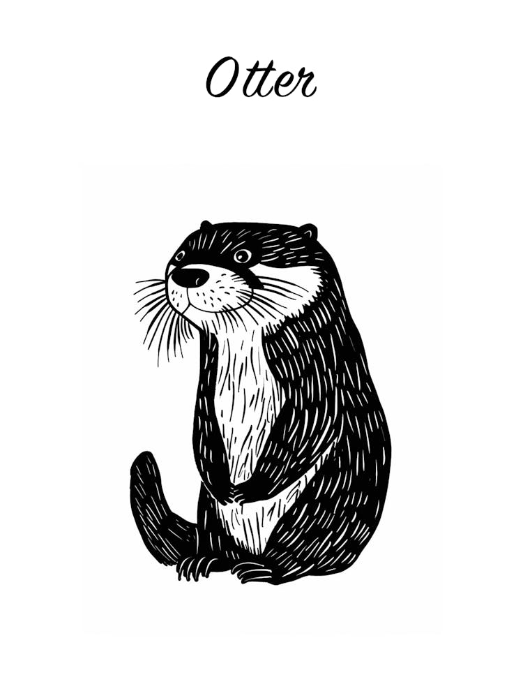 B&W Otter 2 Poster