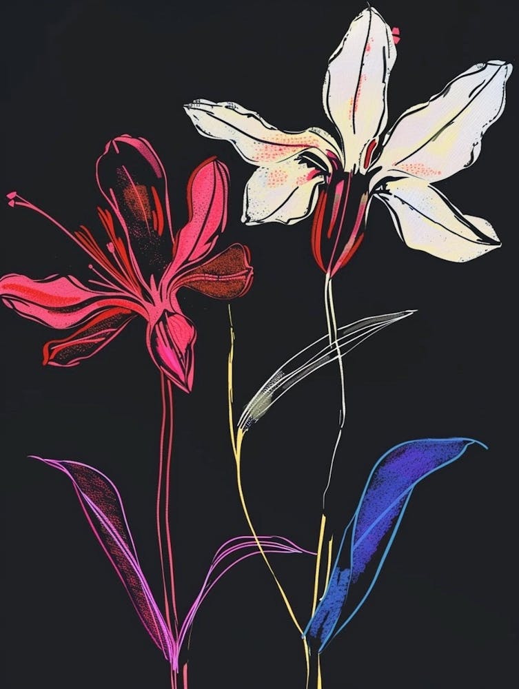 Neon Flowers On Black Cyclamen 4