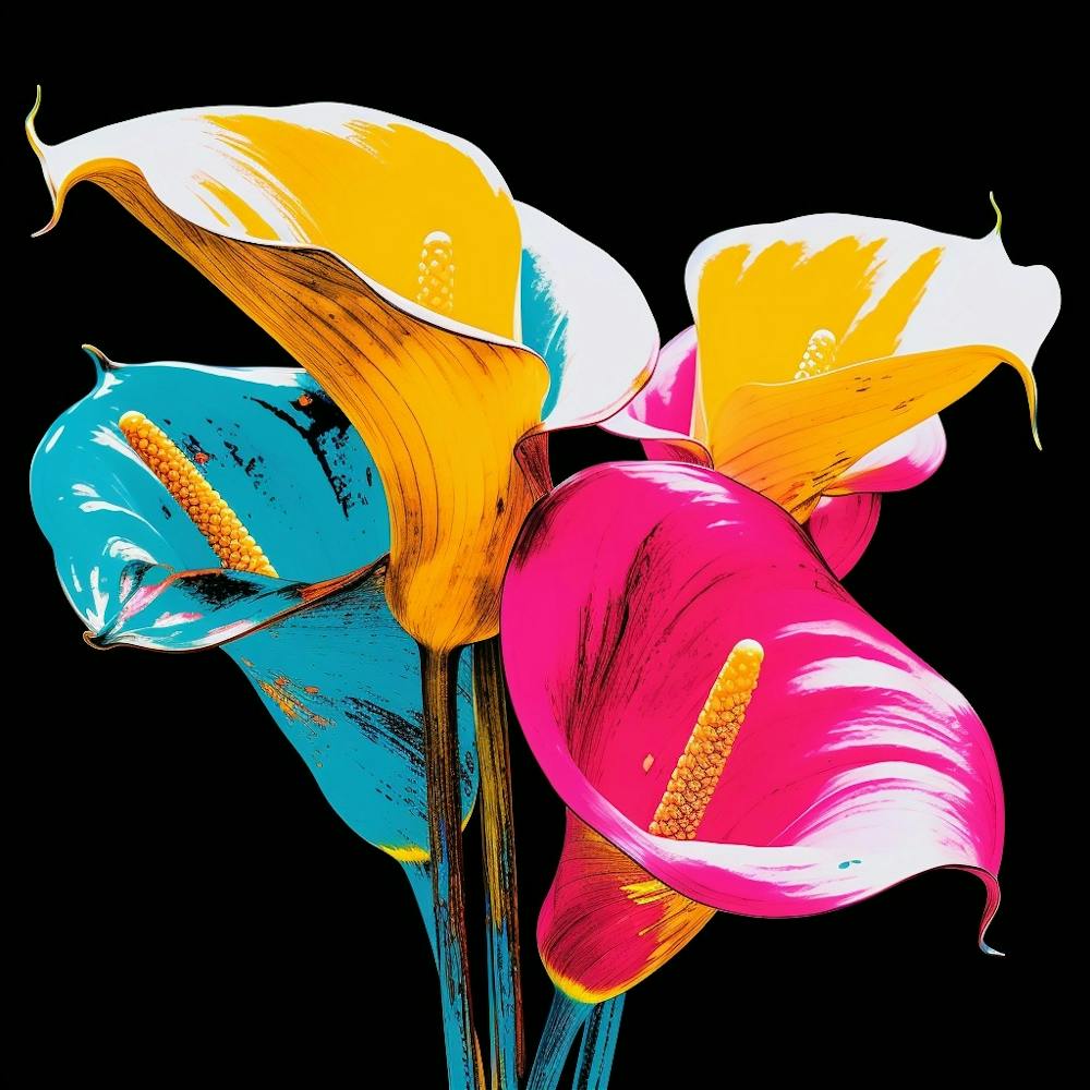 Andy Warhol Style Pop Art Flowers Calla Lily 1 Square