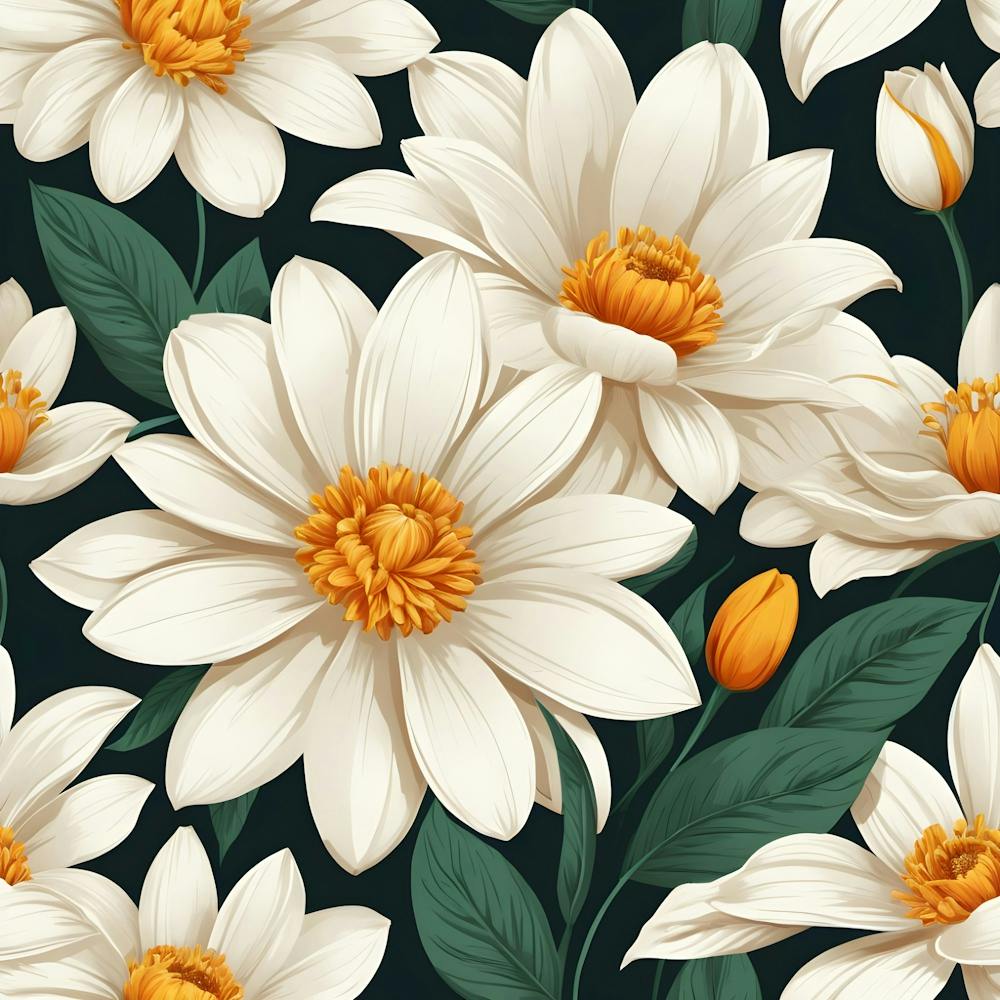 Weißes Lotusblumen Nahtloses Muster