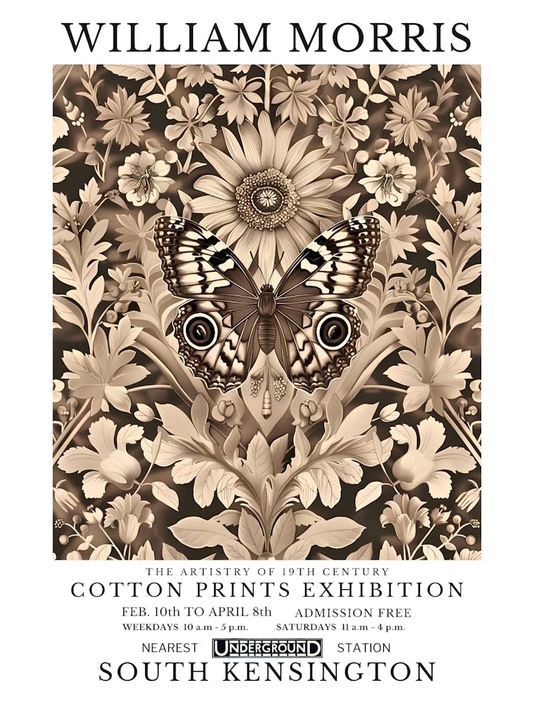 William Morris - Cotton Prints Exhibition butterfly 1