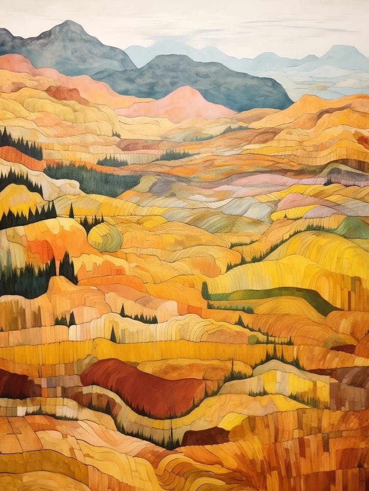 Autumn National Park Painting Runion National Park France 2