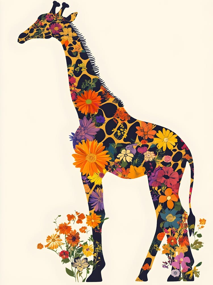 Giraffe With Flowers 1