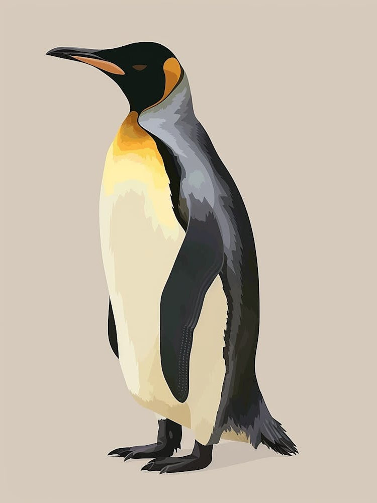 King Penguin Robben Island Minimalist Illustration 4