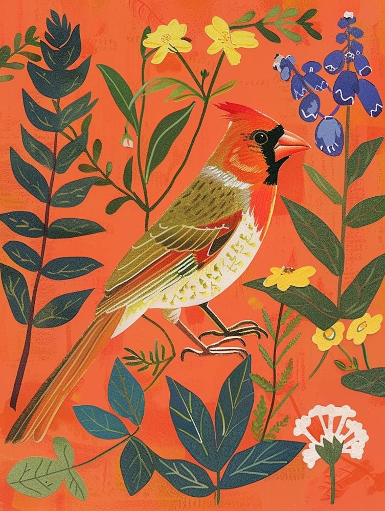 Oiseaux de printemps Cardinal rouge 2