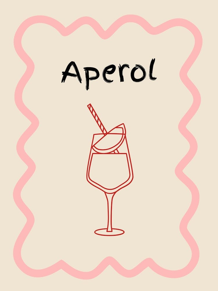Aperol Doodle Poster Pink & Red