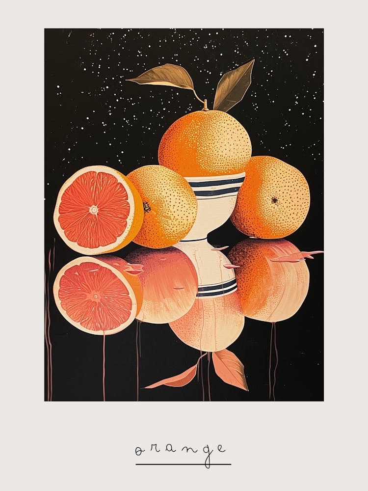 Art Deco Orange Reflection Poster