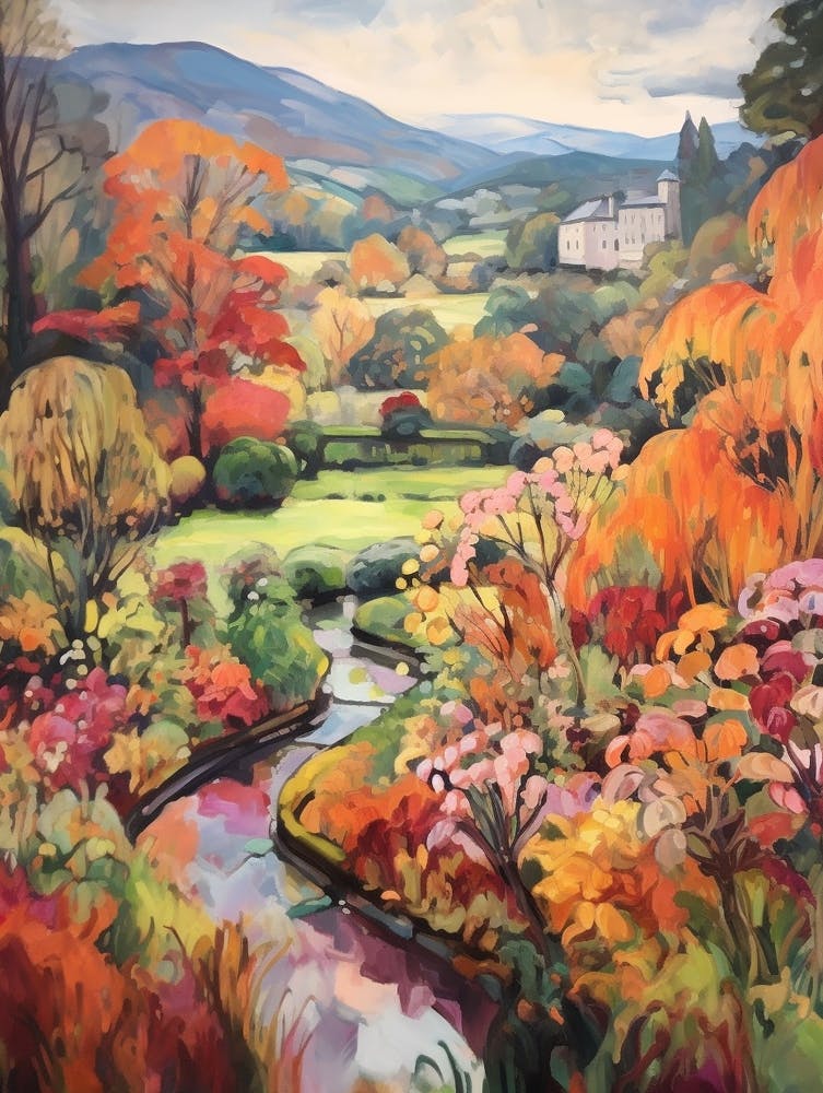 Autumn Gardens Painting Bodnant Garden United Kingdom 2