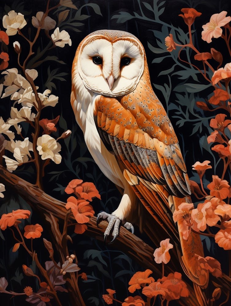 Dark And Moody Botanical Barn Owl 4