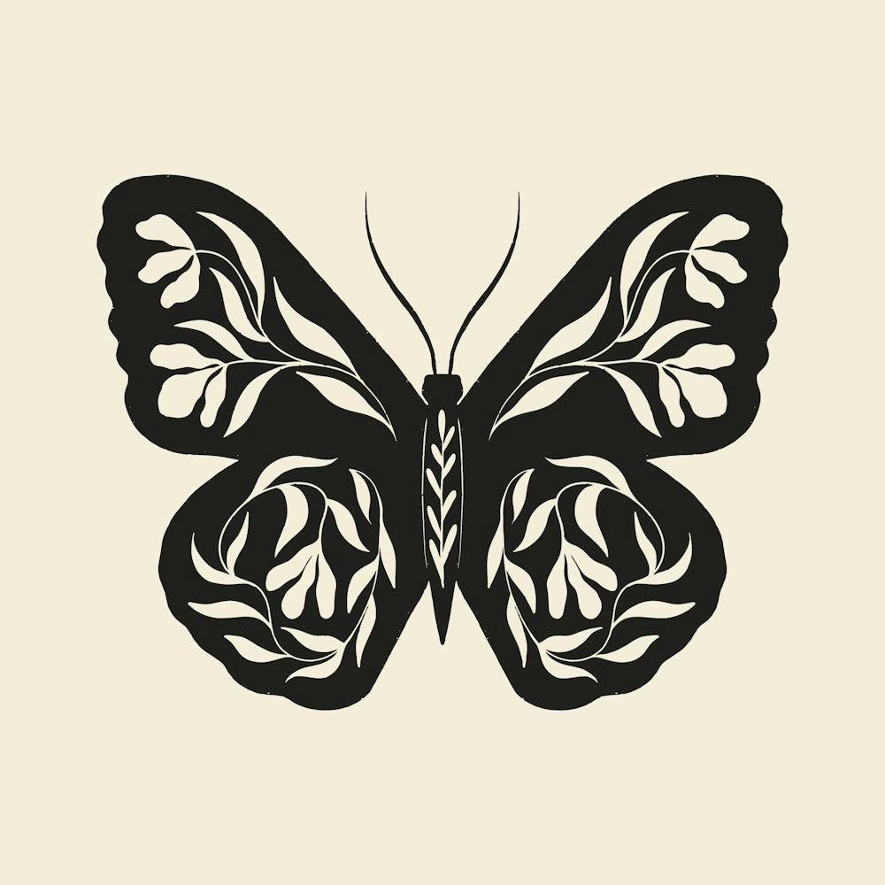 Papillon d'art populaire 02 - Encre