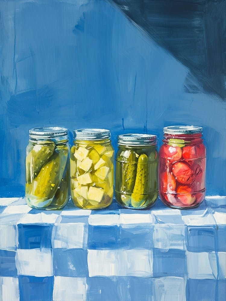 Pickles In Jars Blue Checkerboard 4