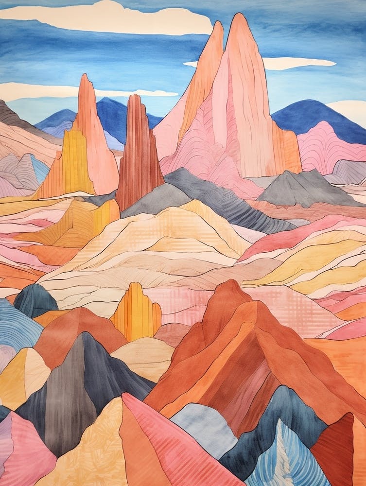 Cerro Merce Peru 1 Farbenfrohe Bergillustration