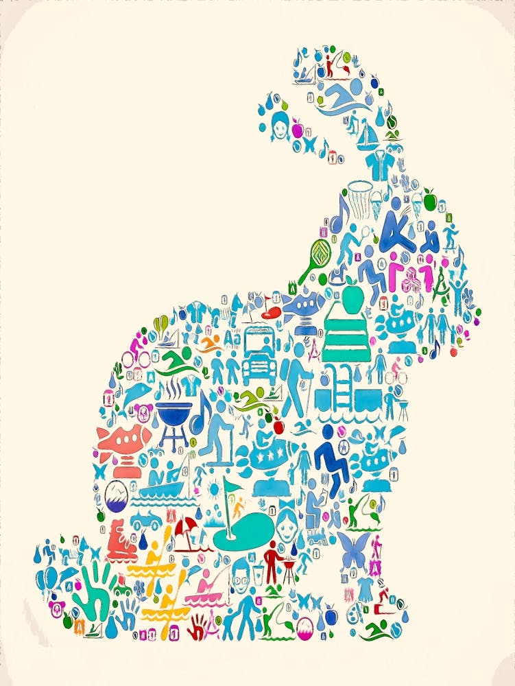 Rabbit Vacation And Summer Fun Icons Background