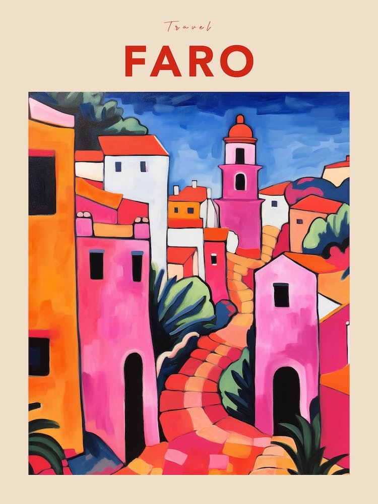 Faro Portugal 7 Fauvist Travel Poster