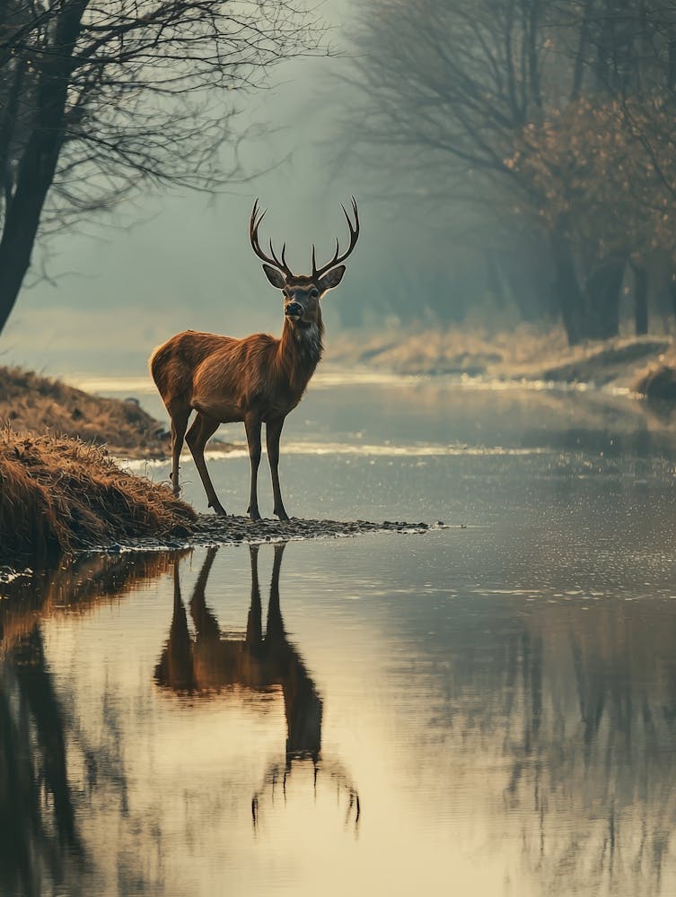 Deer In The Forest. Generated AI. 1