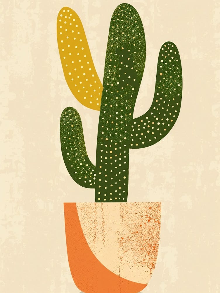 Melokaktus Kaktus Minimalistische Abstrakte Illustration 3