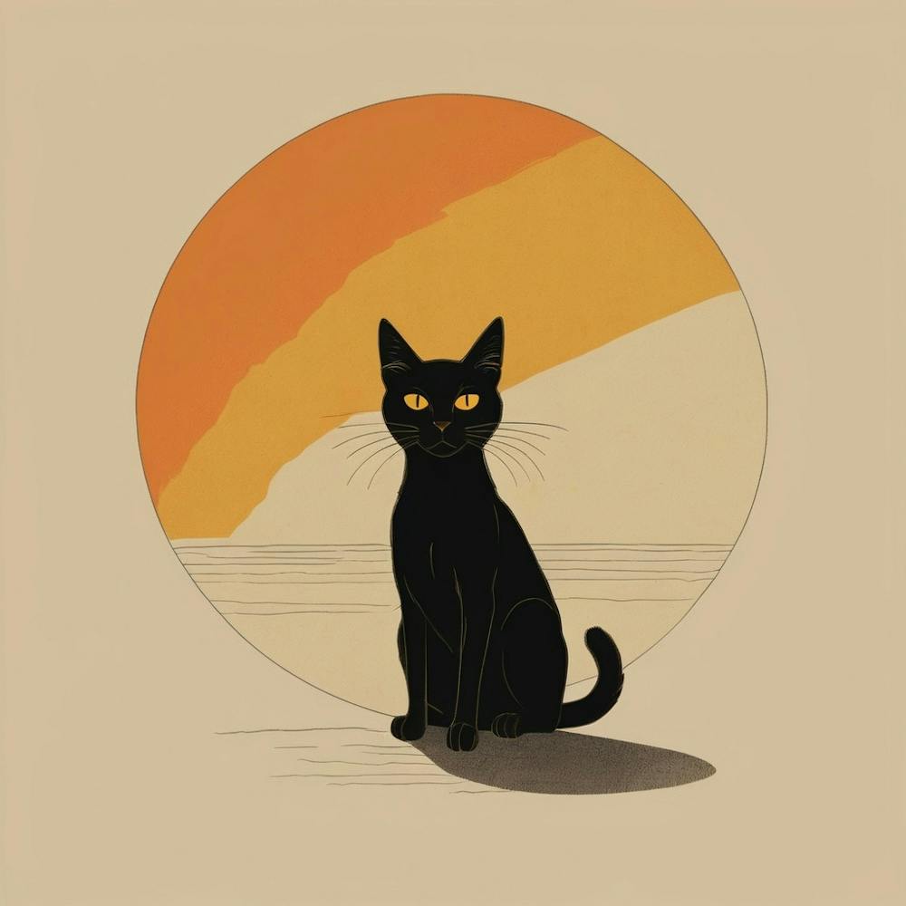 Black Cat At Sunset 2