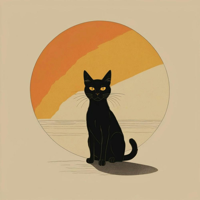Black Cat At Sunset 2
