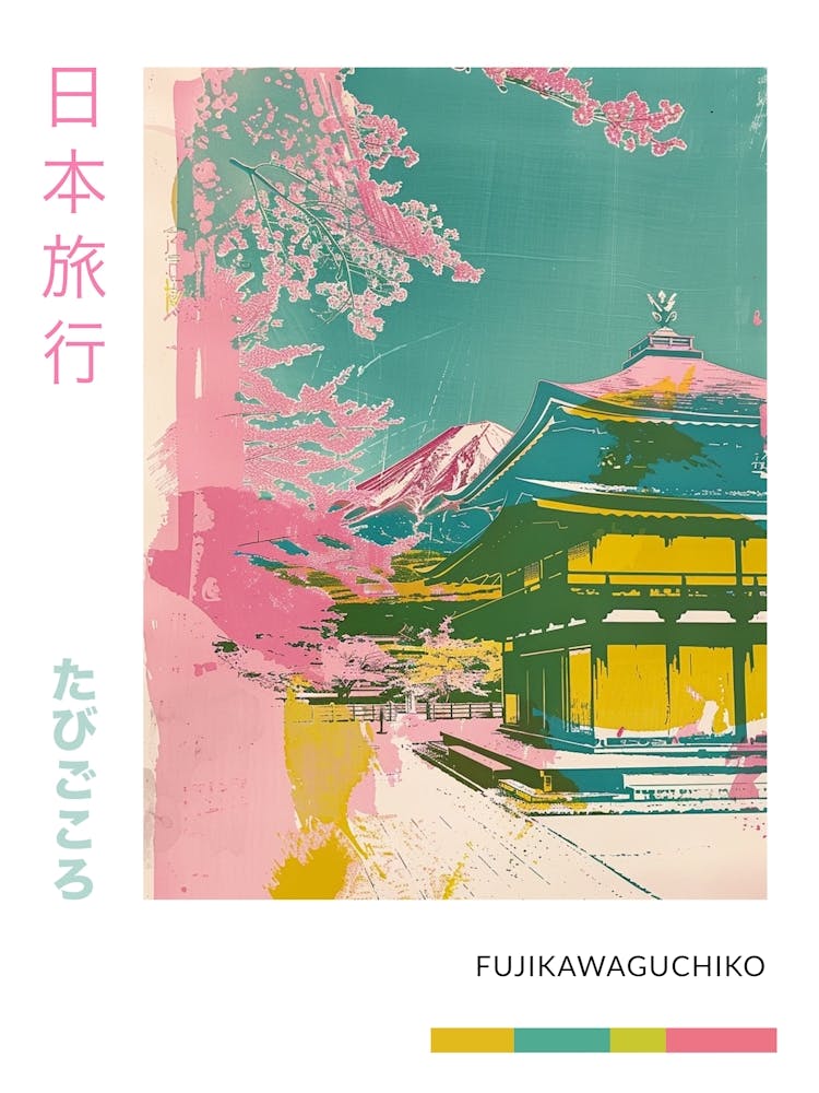 Fujikawaguchiko Japan Duotone Silkscreen Poster 3