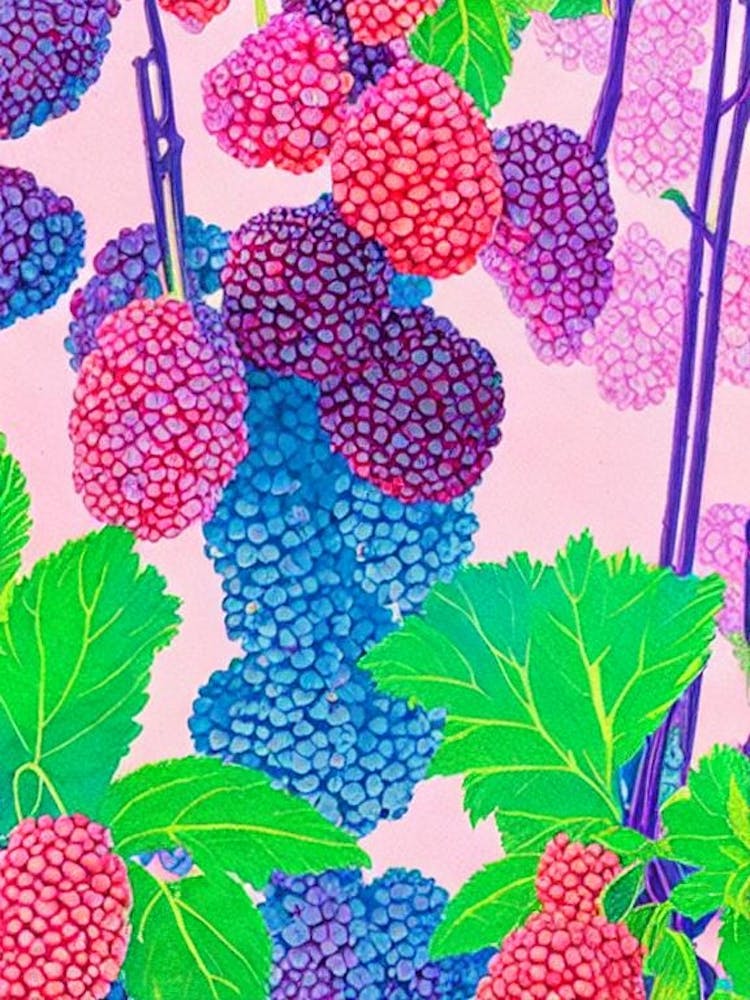 Marionberry Risograph Retro Poster Fruit