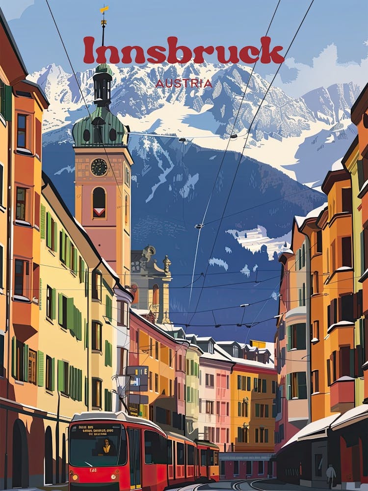 Innsbruck Austria Alps Travel Art