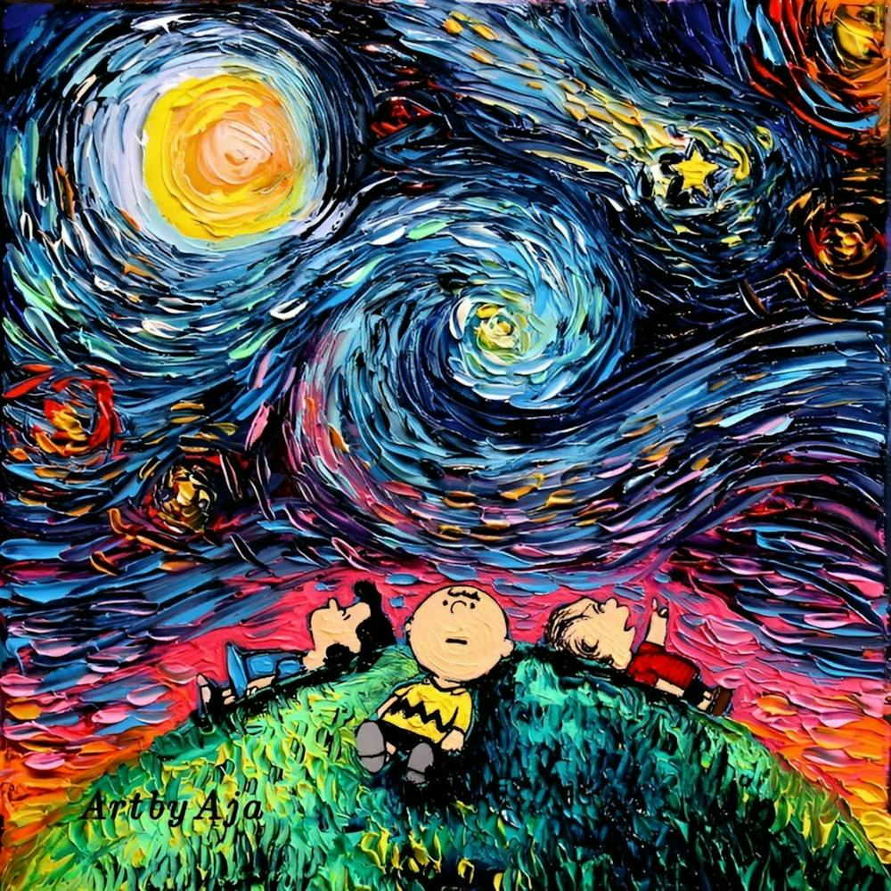 Charlie Pop Culture Painting Starry Night Van Gogh