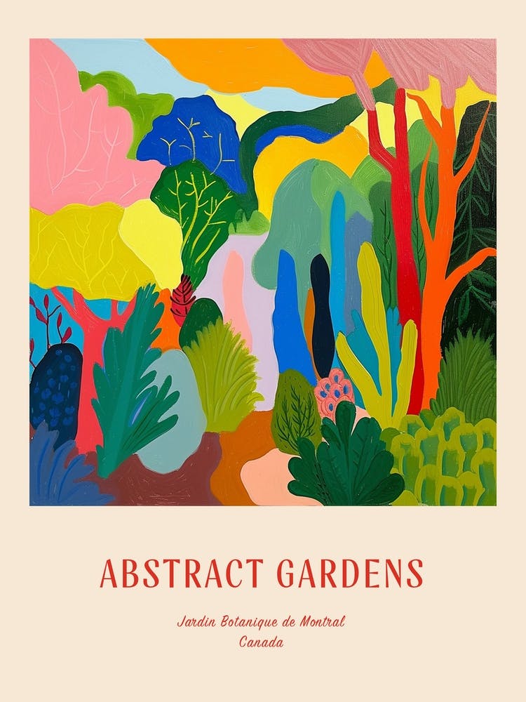 Colourful Gardens Jardin Botanique De Montral Canada 3 Red Poster