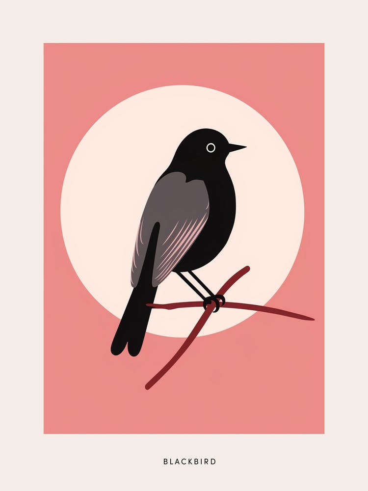 Minimalist Blackbird 4 Bird Poster