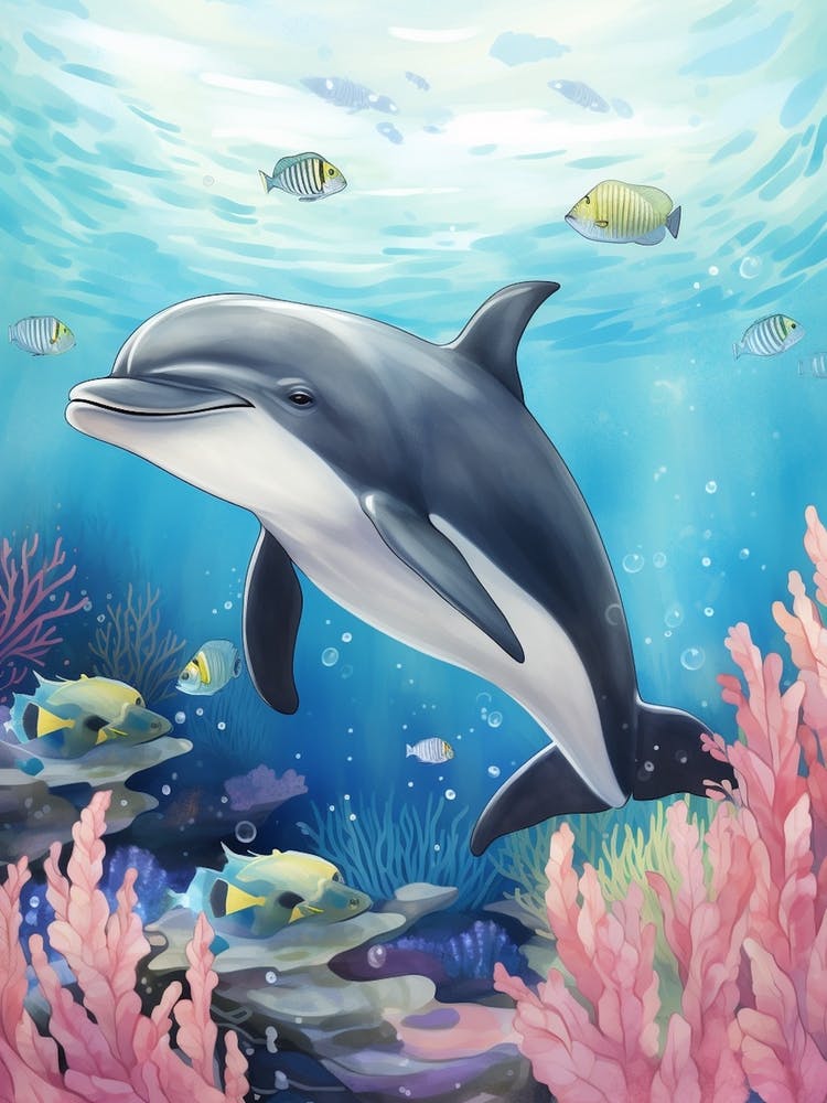Storybook Style Dolphin Illustration 1