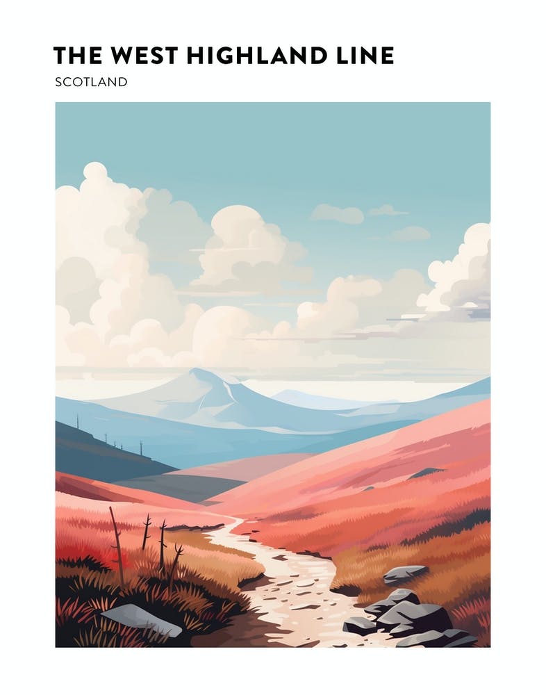 The West Highland Line Scotland 12 Hiking Trail Landscape Poster