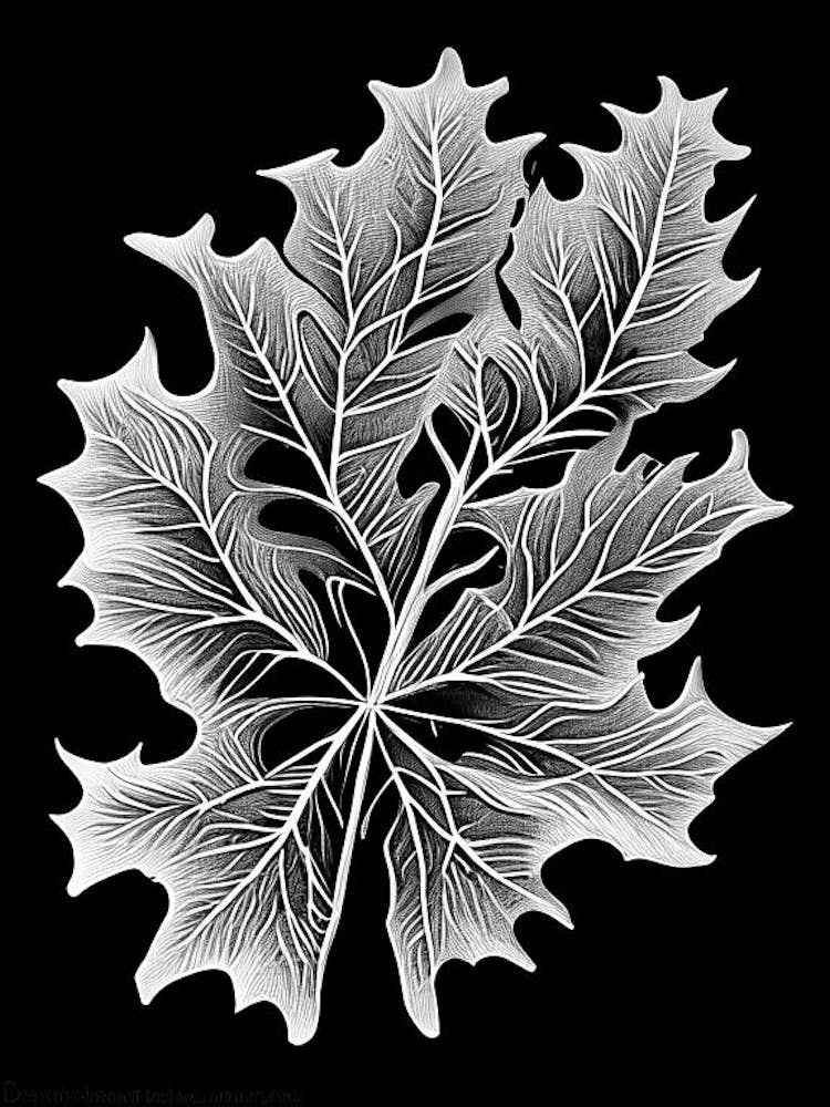 White Oak Leaf Linocut