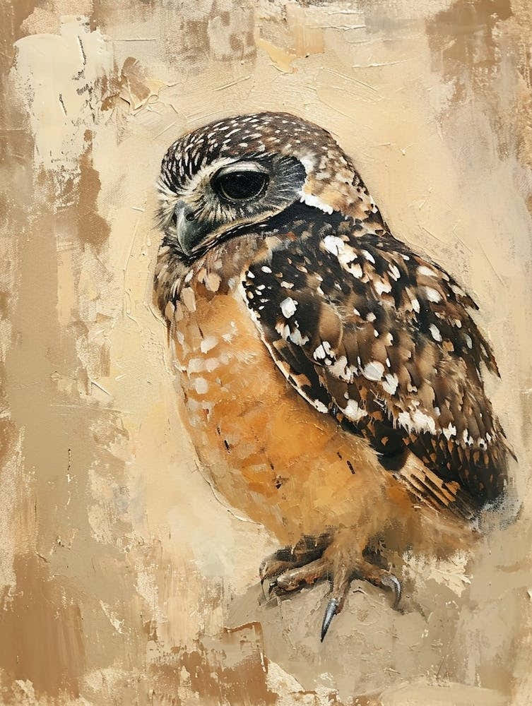 Collared Scops Owl Painting 4