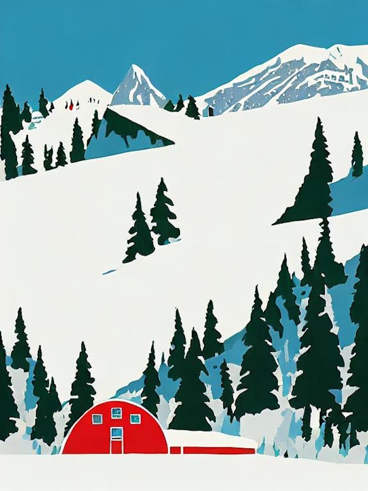 Snowshoe, Usa Midcentury Vintage Skiing Poster