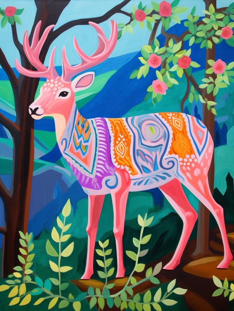 Maximalist Animal Painting Deer 2