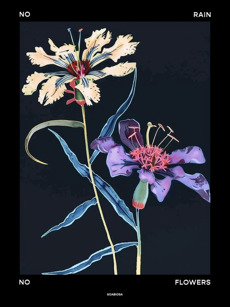 No Rain No Flowers Poster Scabiosa 4