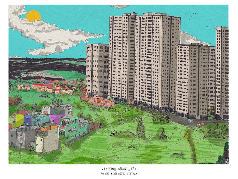 Saigon Skyline - Vietnam Urban Illustration - Cityscape Wall Art & Travel Decor