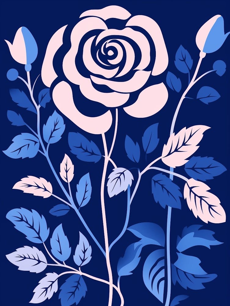 Blue Flower Illustration Rose 7
