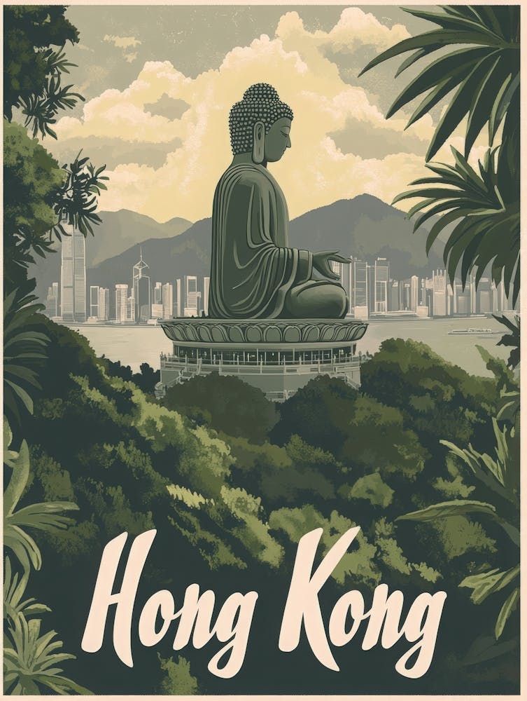 Aihrgdesign A Mid Century Modern Travel Poster For Hong Kong 2