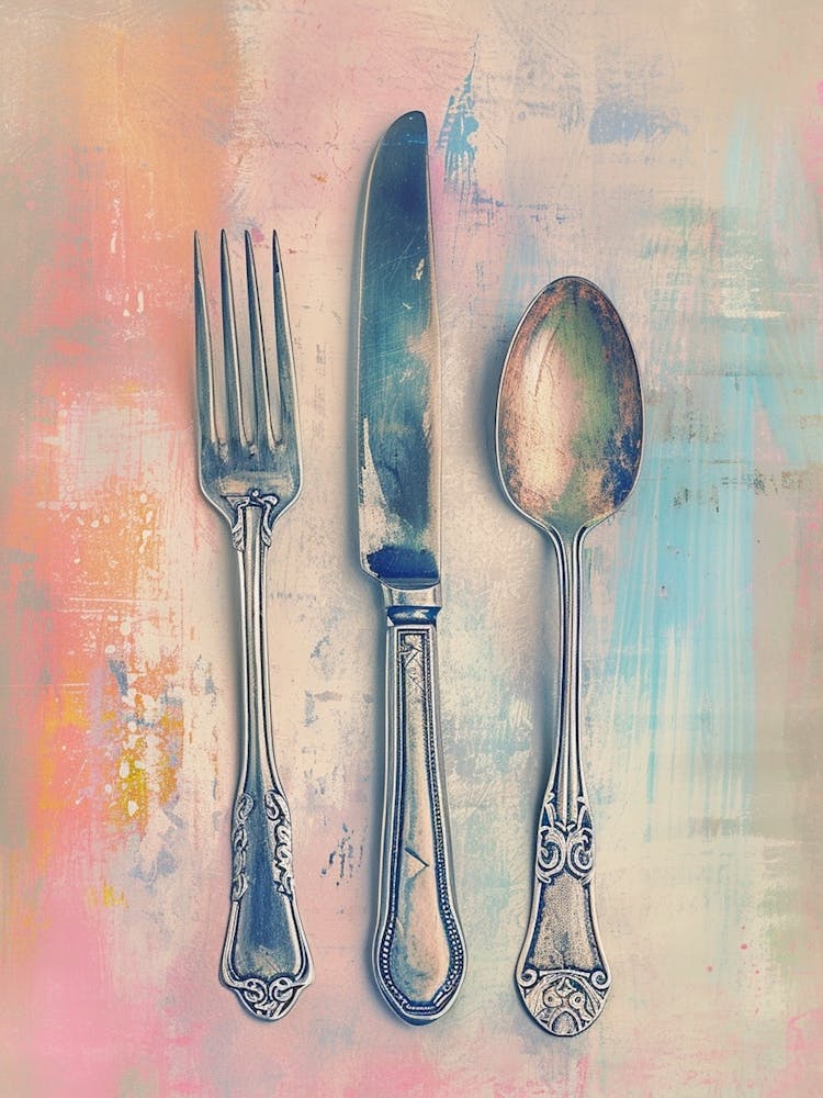Kitsch Knife Fork Spoon Brushstrokes 2