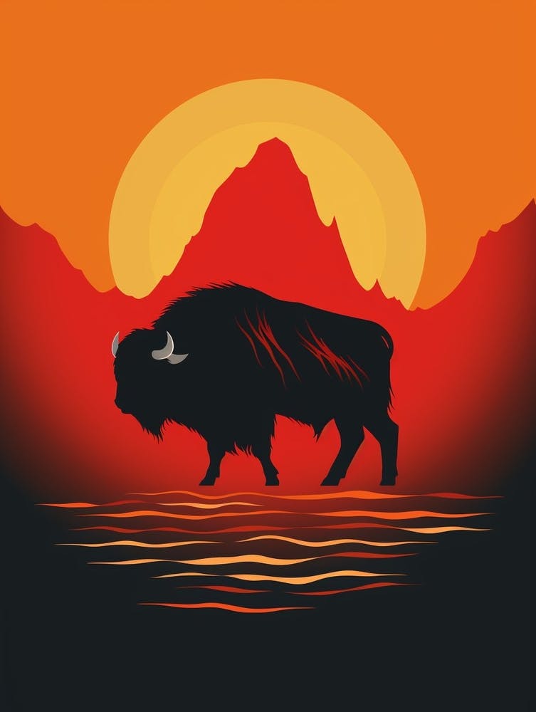 Bison Minimalist Abstract 3