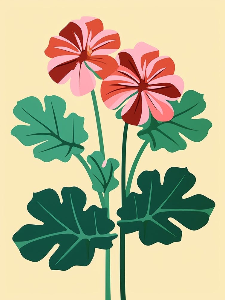 Cut Out Style Flower Art Geranium 1