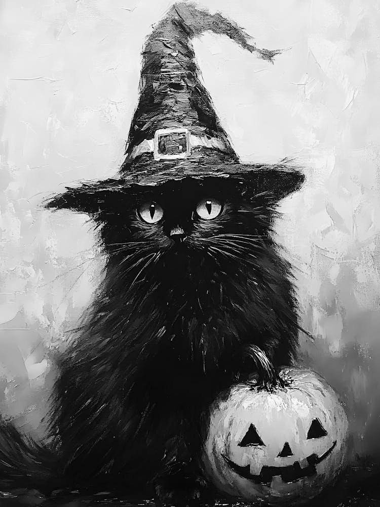 Black Cat Halloween Witch 1
