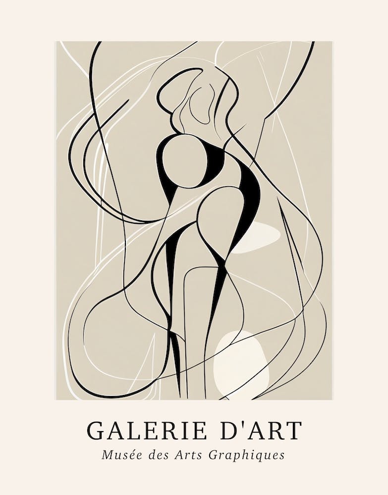 Galerie D'Art Abstract Line Art Figure Neutrals 5