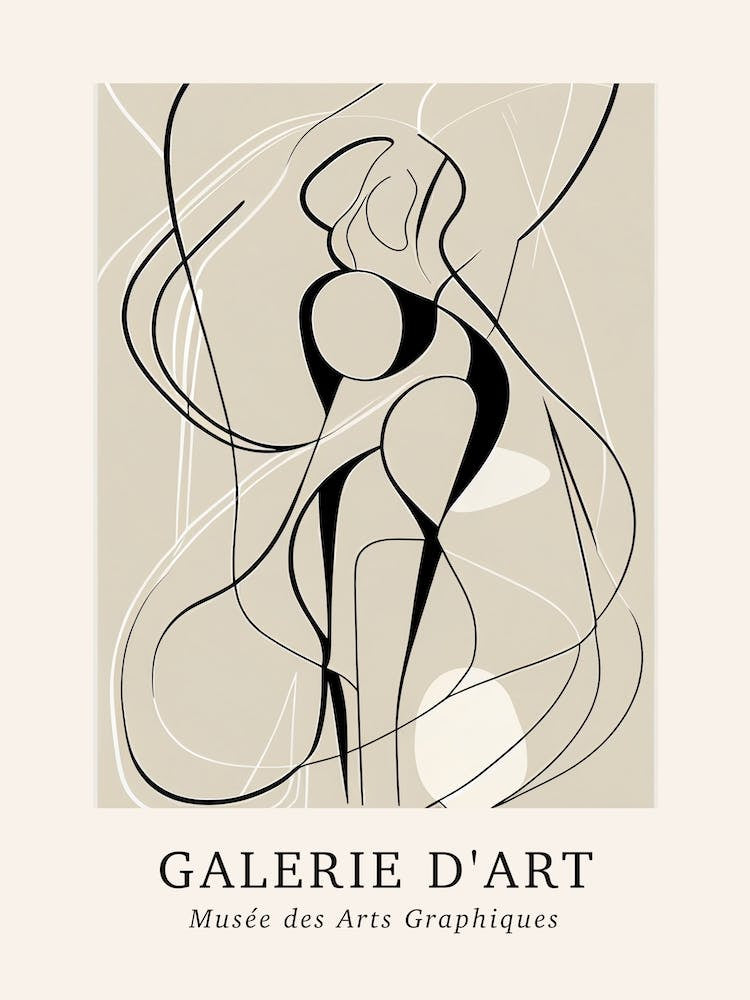 Galerie D'Art Abstract Line Art Figure Neutrals 5
