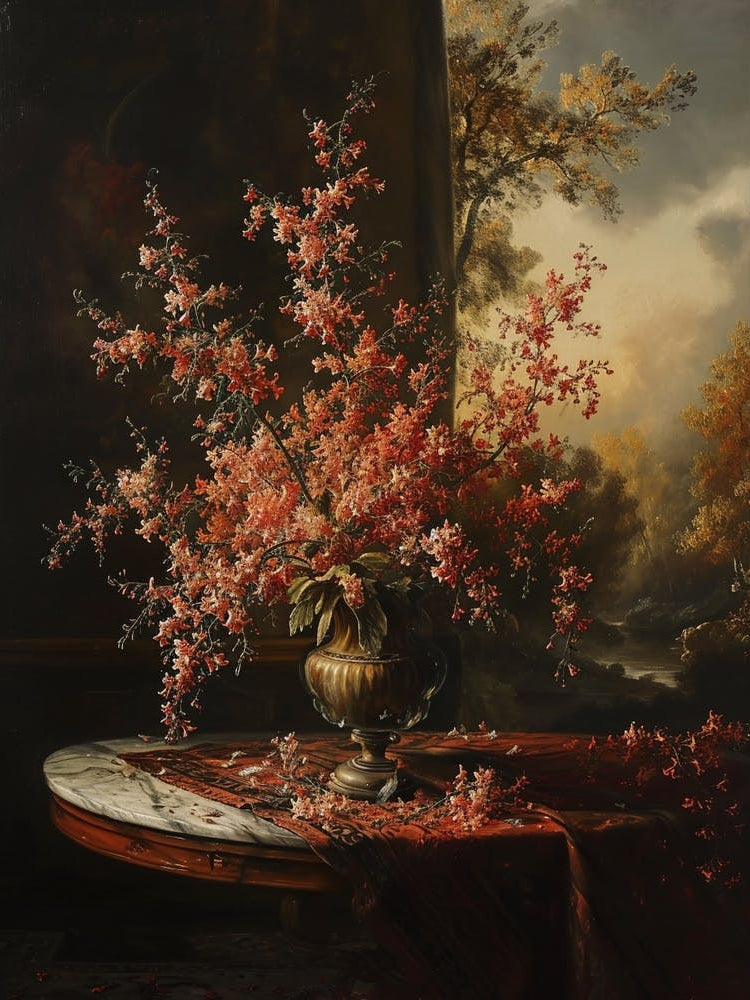 Baroque Floral Still Life Coral Bells 3