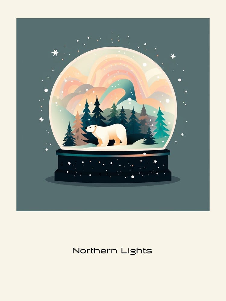 Northern Lights In A Snowglobe Poster